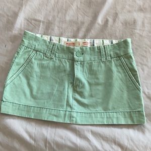 Green canvas mini skirt
